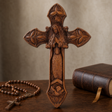 Hand-Carved Beechwood Our Lady of Guadalupe Wall Cross – Catholic Christian Home Décor - side view