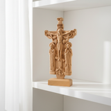 Orthodox Altar Table Ornament: Saints and the Crown of Thorns — Hand-Carved Wooden Cross