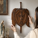 Archangel Michael Sword & Shield Wall Plaque - Divine Protection in Spiritual Warfare