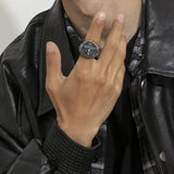 S925K Silver Jesus Crucifixion St. Benedict Medal Ring - BGCOPPER