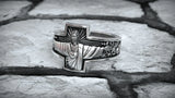 S925K Silver Jesus Guardian Cross Sacred Heart of Jesus Ring - BGCOPPER