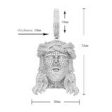 Crucifixion Crown of Thorns Zirconia Men's Hip Hop Pendant Necklace - BGCOPPER