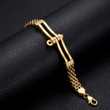 Minimalist Double‑Row Chain Bar Stainless Steel Bracelet