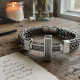 Men’s Stainless Steel Cross Chain Bracelet – Bold Christian Faith & Strength Jewelry