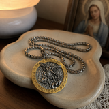Two-Tone St. Michael Archangel Protection Medal Stainless Steel Necklace