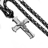 Titanium Steel Lord’s Prayer Crucifix Necklace