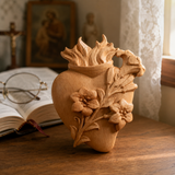 Holy Family Three Sacred Hearts Wooden Wall Decoration - size and finish detail
