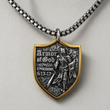 Two-Tone Armor of God Knight Shield Stainless Steel Necklace
