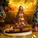 Illuminated Christmas Tree Nativity Scene Ornament with Reindeer - BGCOPPER