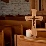 Beechwood Cross Candle Holder: Bearing Faith in Wood, Kindling Devotion with Light - BGCOPPER