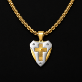 Titanium Steel Shield of Faith Cross Pendant | Protective Christian Jewelry