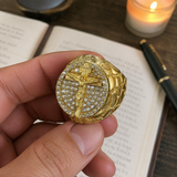 Jesus Crucifixion Gold Ring: Forging Faith with Steel - craftsmanship detail