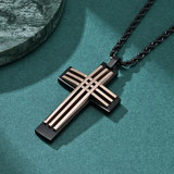 Modern Interwoven Stripe Cross Necklace – Bold Faith, Urban Style