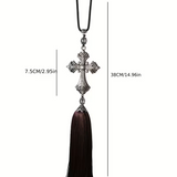 Vintage Crystal Cross Car Hanger – A Divine Guardian for Every Journey