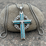 "By His Wounds We Are Healed" - Handcrafted Turquoise Crown of Thorns Cross - A Daily Symbol of Hope & Protection