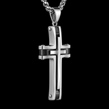 Layered Two-Tone Cross Necklace – Modern Christian Pendant for Men