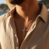 INRI Jesus Crucifix Cross Pendant Necklace - design detail