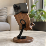 Black Walnut “Archangel Michael” Adjustable Phone Stand—A Faith-Inspired Wooden Desktop Stand
