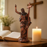 “He Is Risen” — Hand-Carved Boxwood Jesus Resurrection Statue | Symbol of Hope, Faith & New Life