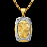 Radiant Shield Pendant Necklace – Titanium Steel Faith-Inspired Men's Necklac