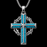 By His Wounds Turquoise Crown of Thorns Cross
