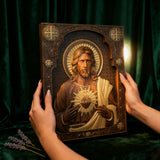 Our Lord Jesus Sacred Heart Wood Carving - Christian Catholic Personalized Carving Gift