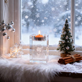 Jesus Crystal Engraved Candle Holder: Light & Faith in One