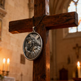 Divine Grace: Jesus Carrying the Cross with Sacred Heart S925 Sterling Silver Pendant Necklace