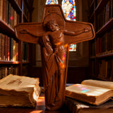 šÆļø Joan of Arc Cross Wood Carving ā Our Lady of Sorrows / Crucifix