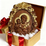 “St. Joseph & Child Jesus” Hand-Carved Wood Icon – A Timeless Christian Gift for Father’s Day & Faithful Homes