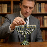 Vintage Vine & Flower 9-Branch Jewish Menorah