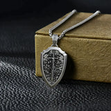 S925K Silver Necklace Sword and Shield Rose: Embedded Shield of Faith - BGCOPPER