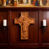 Ascension of Jesus wood carving cross
