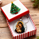 “Our Lady & Child” Stained Glass Style Keychain – A Daily Reminder of Maternal Grace