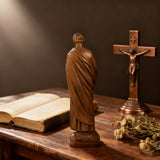 St. Peter Boxwood Sculpture Hand-Carved Apostle Figure | Your Spiritual Companion in Faith & Restoration