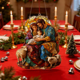 šļø Holy Family & Lambs Stained-Glass Acrylic Suncatcher: A Christian Symbol of Love & Flock