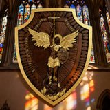 Guardian Michael Wood Carving - Handcrafted Spiritual Shield & Heirloom Gift