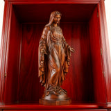 Hand Carved Sacred Heart of Jesus Virgin Mary Wooden Tabletop Ornament