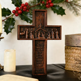 Nativity Scene Crucifix Wooden Wall Decoration - Christian gift presentation