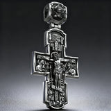 Orthodox S925K Silver Double-Sided Engraved Jesus Christ Crucified and Saints Orthodox Necklace - gift presentation