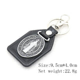 St.Benedict Guadalupe Miraculous Medal Keyrings Leather Car Key Chains - BGCOPPER