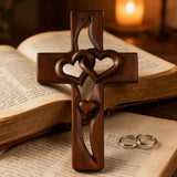 50% Off Today!Interwoven Hearts Wood Cross - A God-Centered Symbol for Marriage & Anniversaries