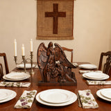 Hand-Carved Holy Family & Guardian Angel Solid Wood Statue: A Faith Artwork Anchoring Divine Blessings for Your Home