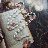 Our Lady of the Pearls Rosary Beads, Icon Pendant, Devotional Prayer Amulet, Faithful Faith Jewelry - BGCOPPER