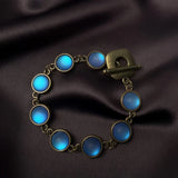 Misty Blue Glass Bracelet with Vintage Bronze Chain - BGCOPPER