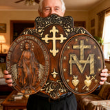 Miraculous Medal Wood Carving Decor - Medal of Our Lady of Graces