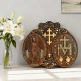 Miraculous Medal Wood Carving Decor - Medal of Our Lady of Graces