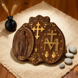 Miraculous Medal Wood Carving Decor - Medal of Our Lady of Graces