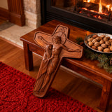 šÆļø Joan of Arc Cross Wood Carving ā Our Lady of Sorrows / Crucifix