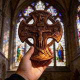 Hand-Carved Beechwood “Hand of Redemption” Crucifix | The Passion and Divine Grace of Christ